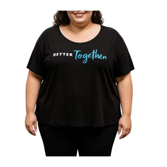 Beachbody Black Activewear Top Plus Size 2X "Better Together" Slogan Open Back - Picture 1 of 6